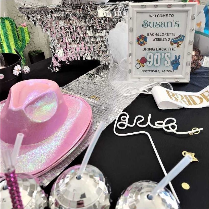 Bachelorette party table decor Scottsdale AZ